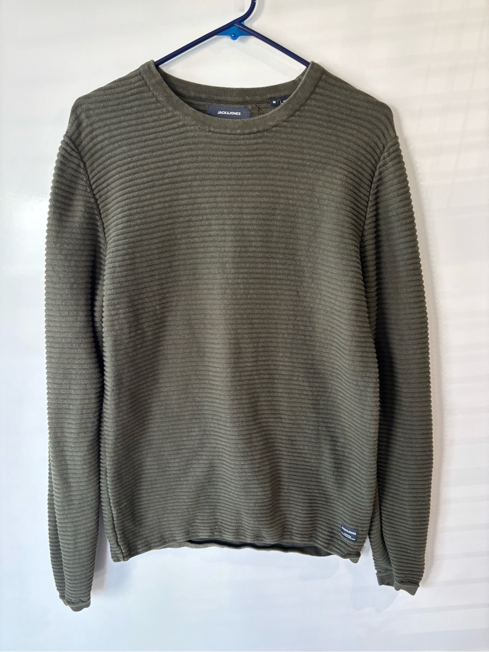 Jack & Jones Olive Ribbed Crewneck Sweater - Men's